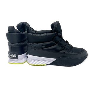 Sorel Out N About III Puffy Ankle Sneaker Boots Waterproof Black White Size 10